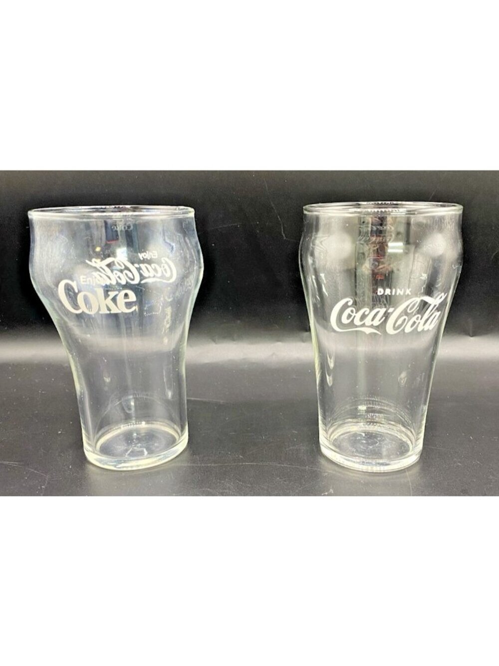 Coca Cola Clear Drinking Glasses Tumblers Classic Coke 5.5 Inch Lot of 2